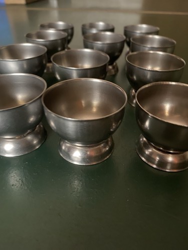 Vintage egg cups stainless - cups,