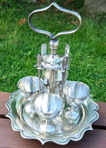 Silver plated egg cup set - cup,