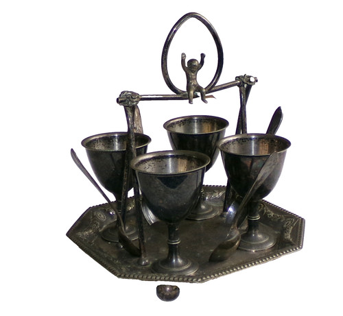 Antique silver plated - egg, cup