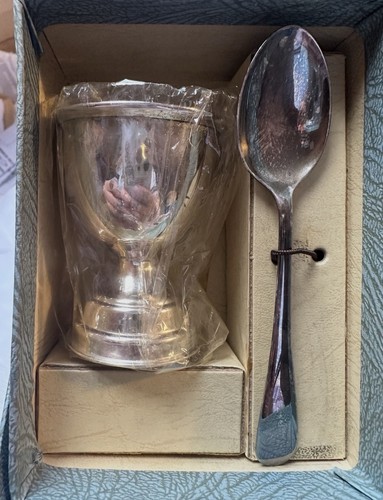 Silver egg cup spoon box - silver, in