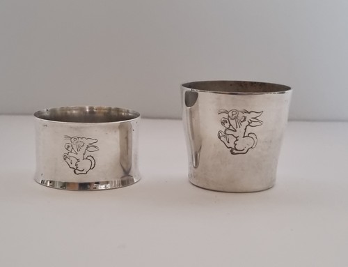 Silver nickle egg cup and - cup,