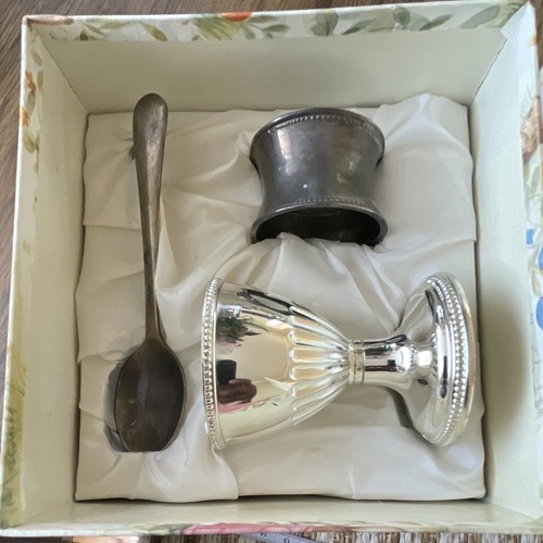 Silver metal egg cup - silver, &