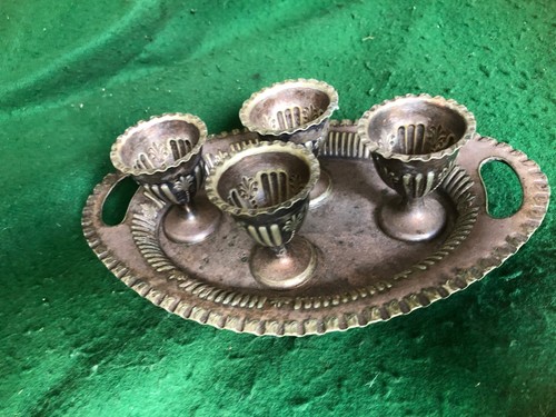 Antique egg cups silver - antique, plate