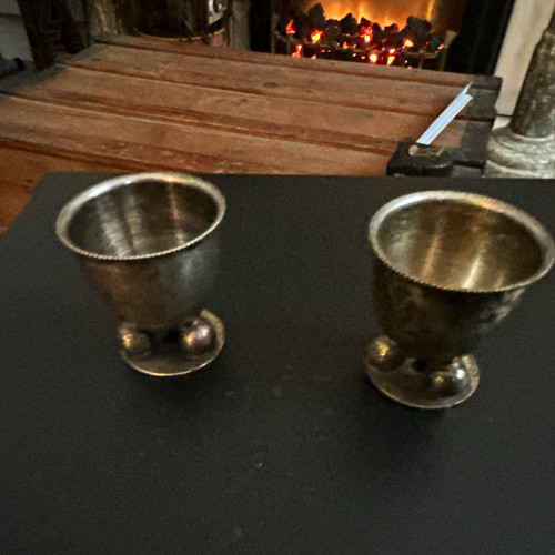 Silver metallic metal - egg, cup
