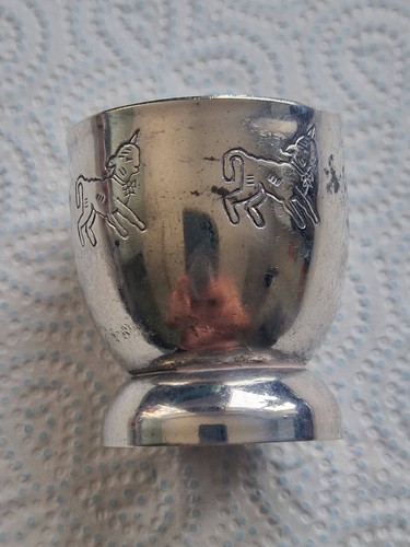 Silver plate unicorn - plate, cup